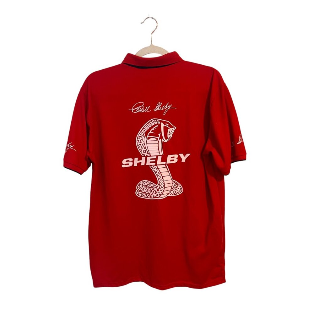 RARE Carroll Shelby Mustang Red Polo w/Front & Back Hit - Picture 2 of 8